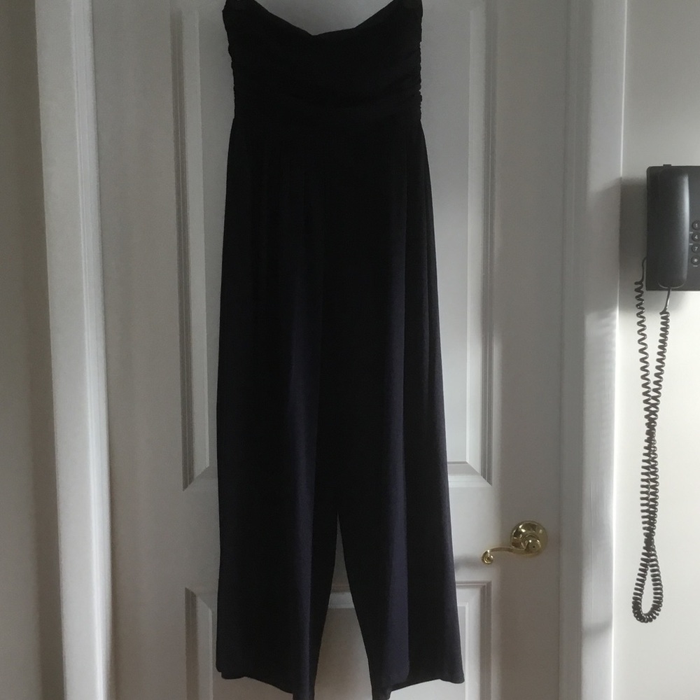 Susana Monaco Midnight Ruched Strapless Jumpsuit - Medium - Picture 6 of 9